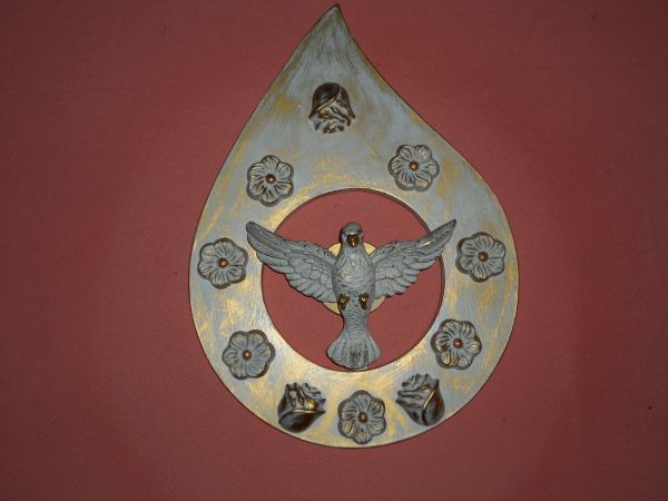 Espirito Santo - Gota fundo Patina em ouro
